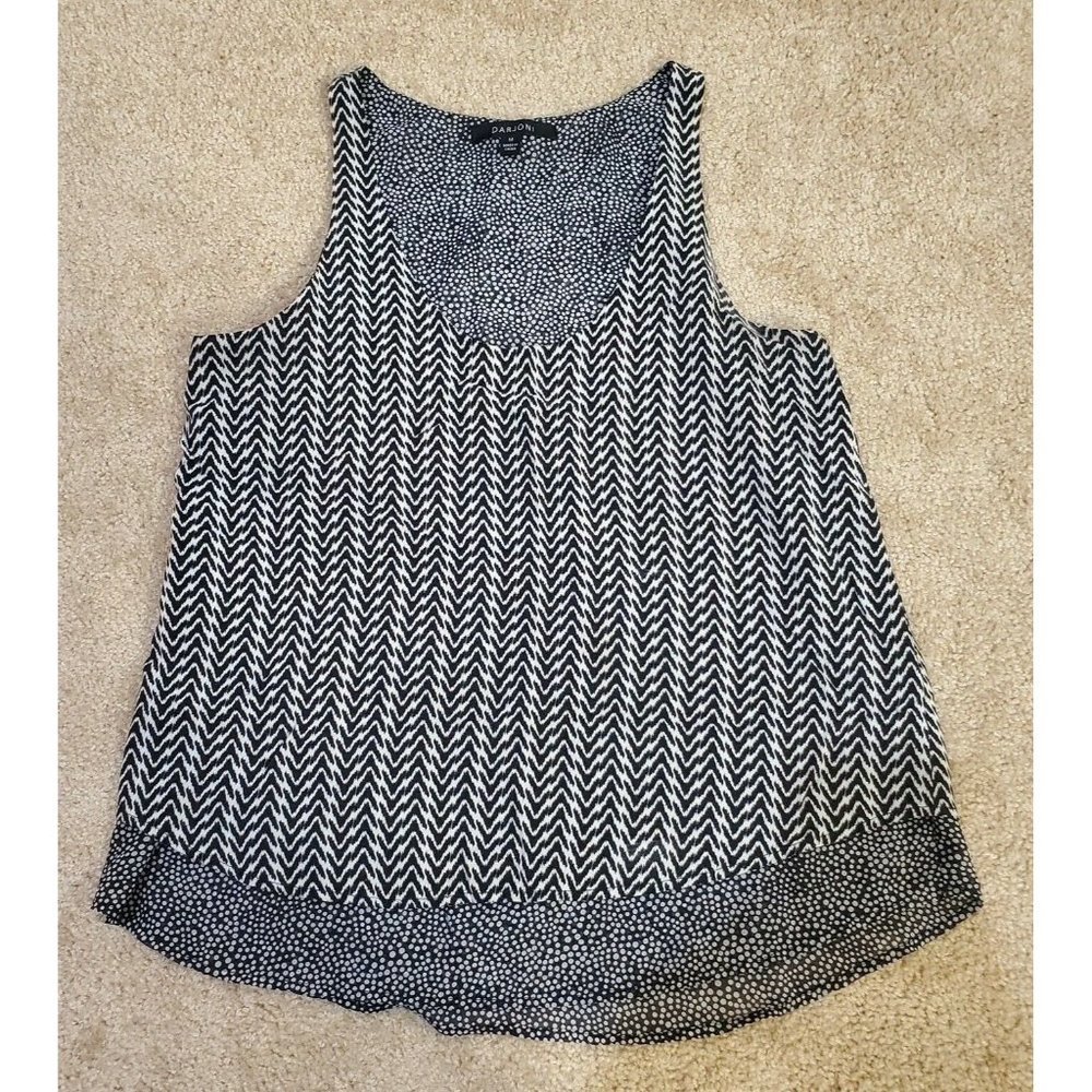 DARJONI Women's Size M Polka Dot Chevron Print Layered Sleeveless Polyester Top